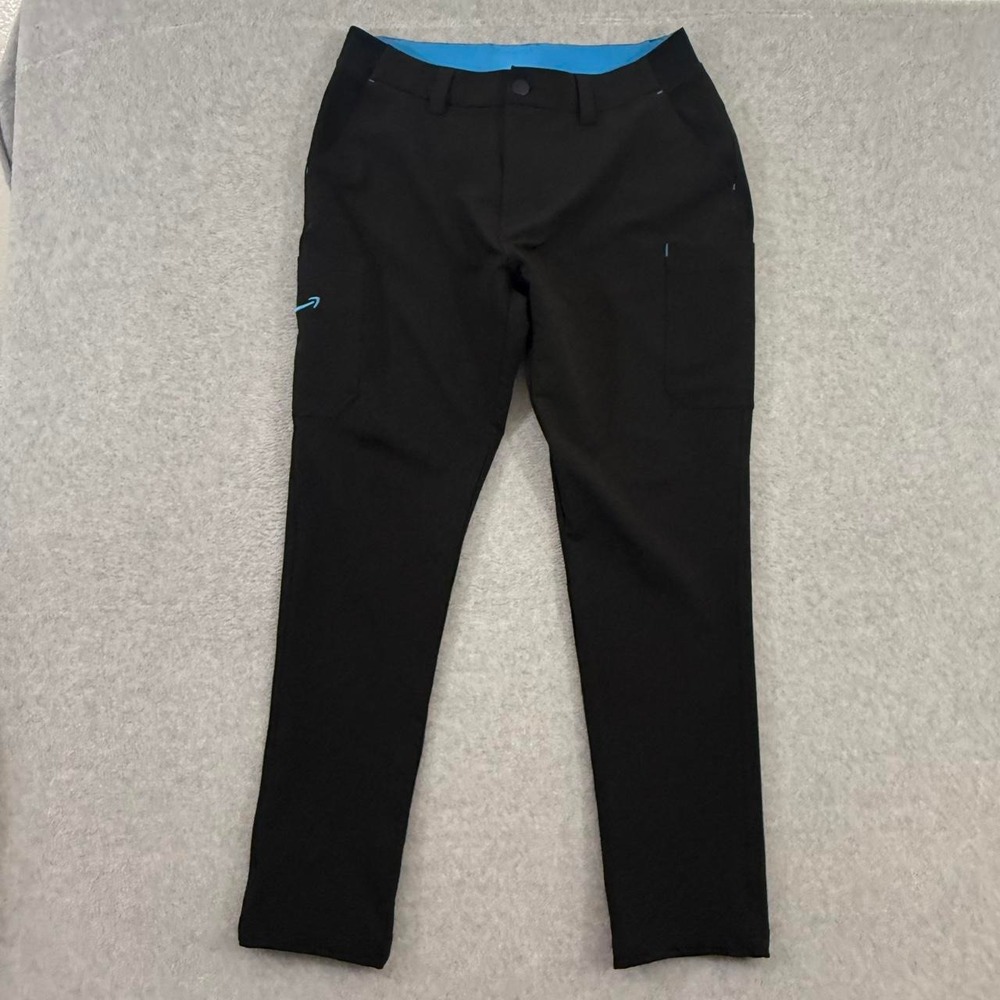 Luly Yang Amazon Women's XL Black Performance Work Pants Blue Accent